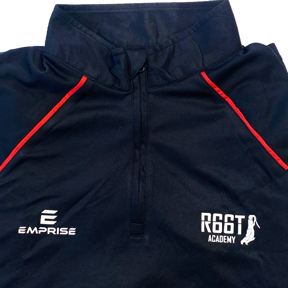 R66T Academy Kids Black Cricket 1/4 Zip