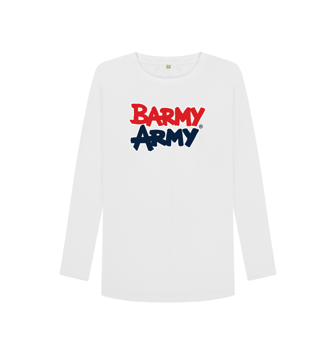 White Printed Long Sleeve T Shirt Front