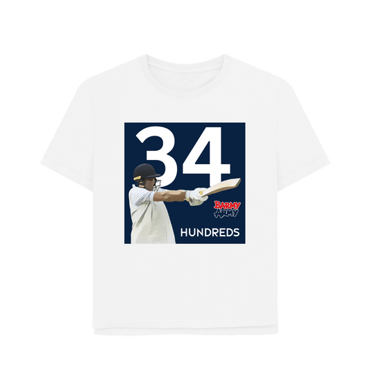 White Barmy Army ROOT 34 Hundreds Tee - Ladies