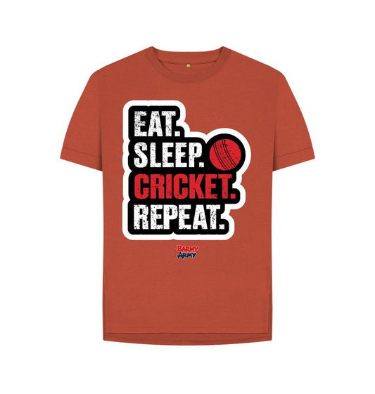 Rust Barmy Army Eat Sleep Slogan Relaxed Fit Tee - Ladies