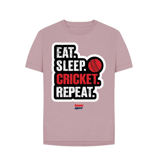 Mauve Barmy Army Eat Sleep Slogan Relaxed Fit Tee - Ladies