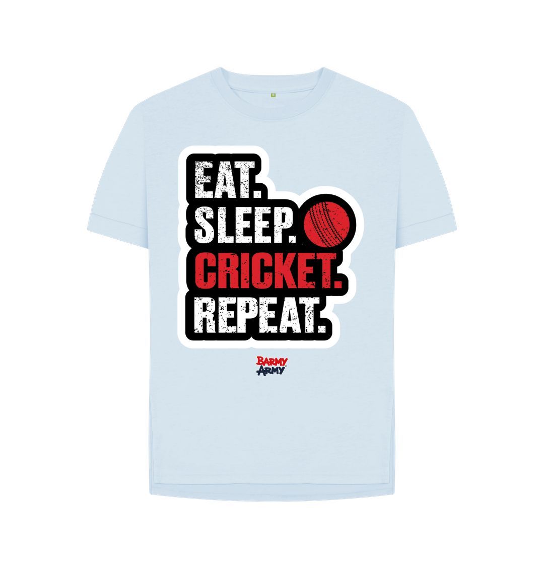 Sky Blue Barmy Army Eat Sleep Slogan Relaxed Fit Tee - Ladies