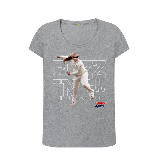 Athletic Grey Barmy Army Buzzing Scoop Neck Ladies Tee