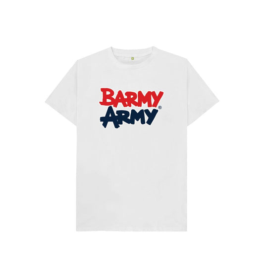 White Barmy Army Large Print Kids Tee