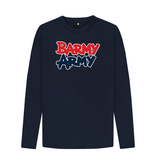 Navy Blue Barmy Army Large Print Long Sleeve Tee