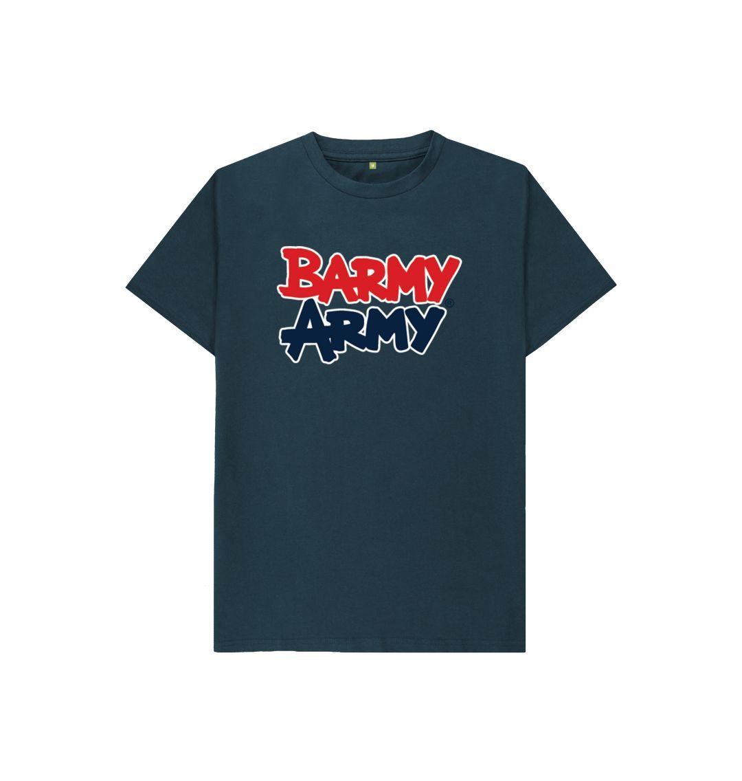 Denim Blue Barmy Army Large Print Kids Tee