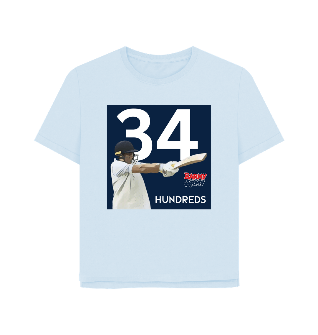 Sky Blue Barmy Army ROOT 34 Hundreds Tee - Ladies