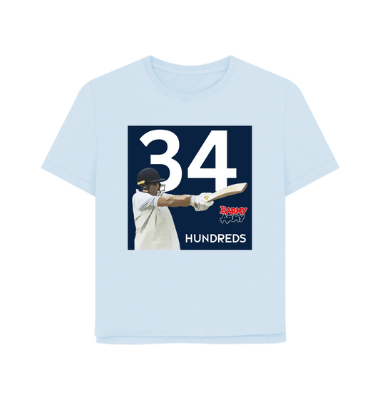 Sky Blue Barmy Army ROOT 34 Hundreds Tee - Ladies