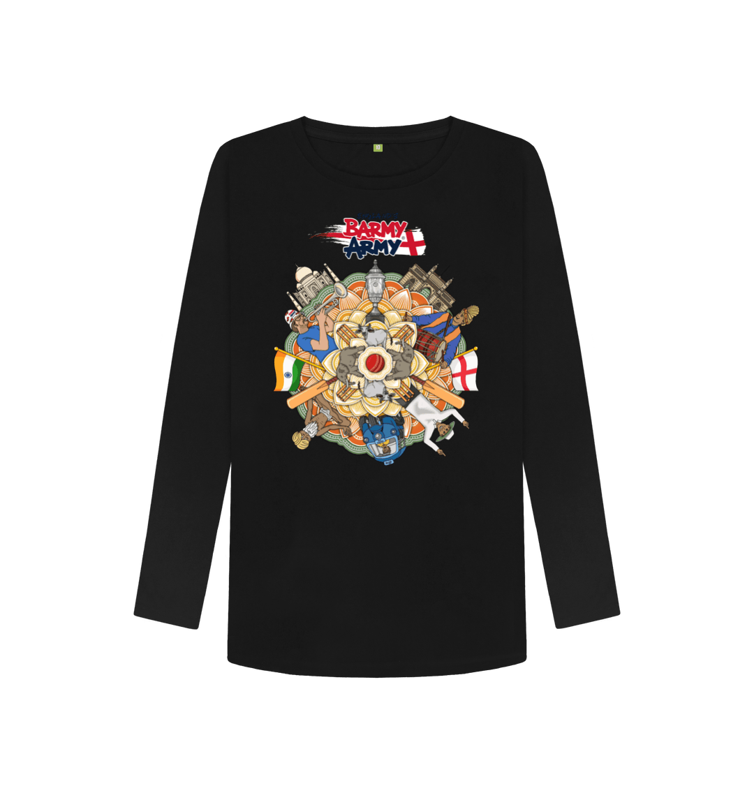 Black Printed Long Sleeve T Shirt Front