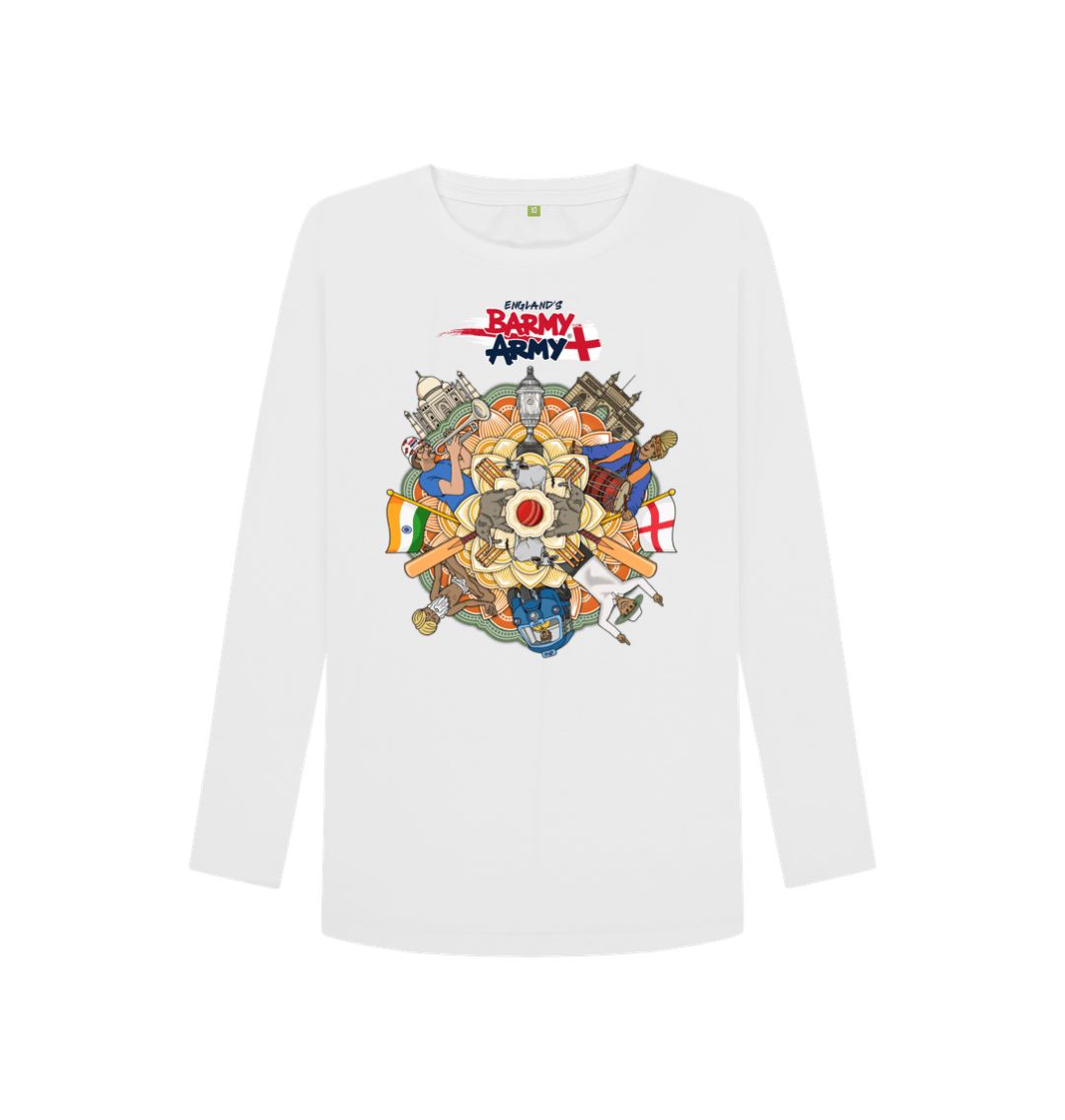 White Barmy Army India Tour Long Sleeve Tee - Ladies