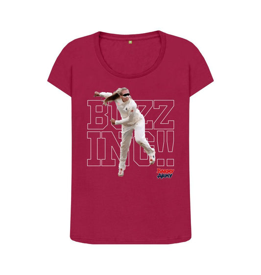 Cherry Barmy Army Buzzing Scoop Neck Ladies Tee