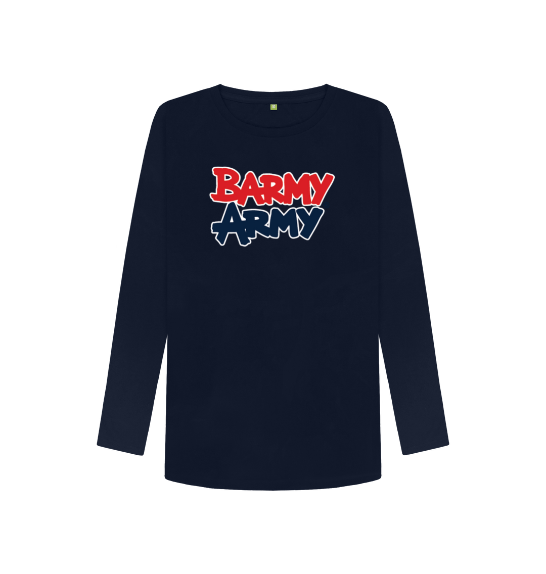 Navy Blue Printed Long Sleeve T Shirt Front