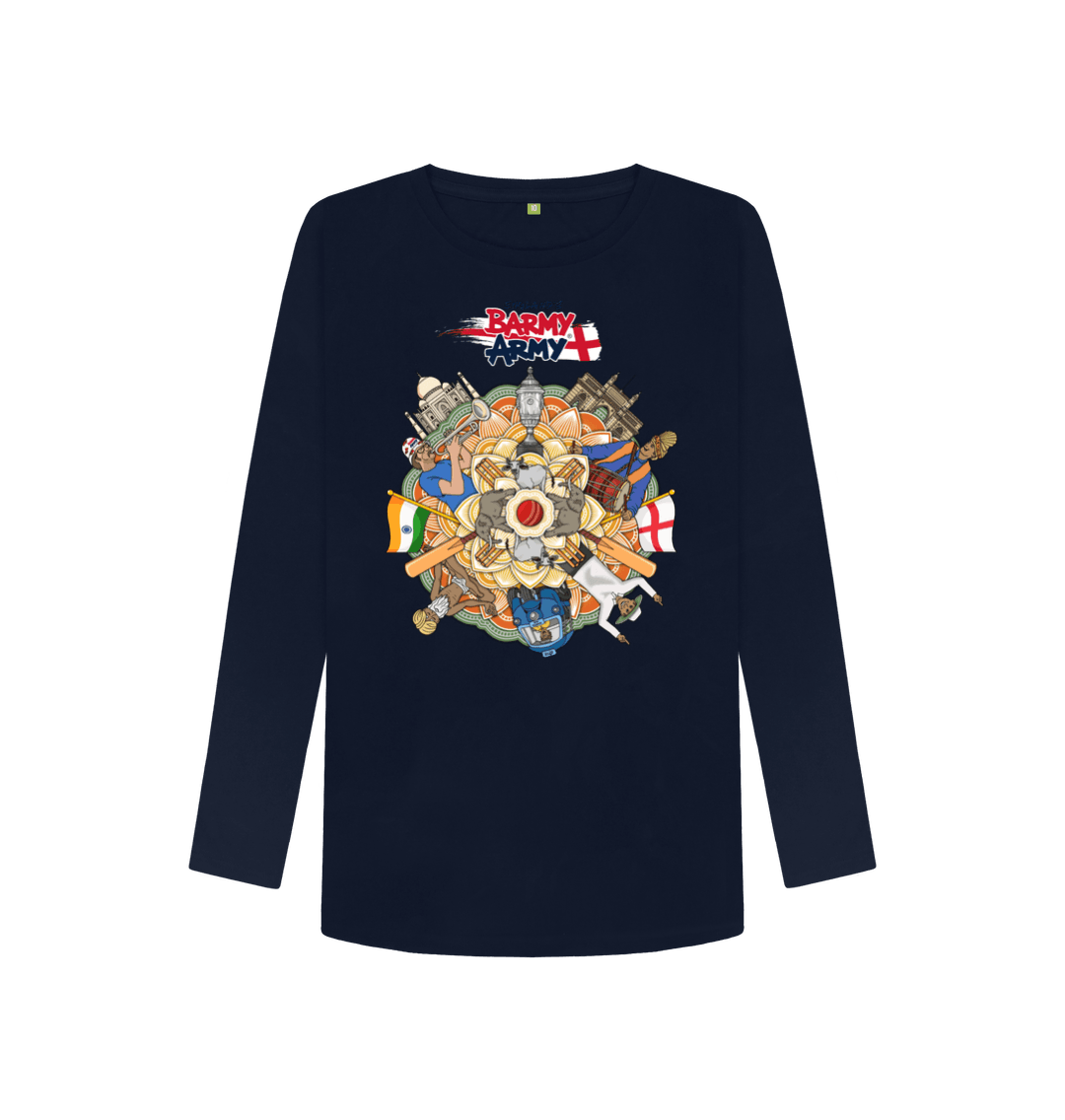 Navy Blue Printed Long Sleeve T Shirt Front