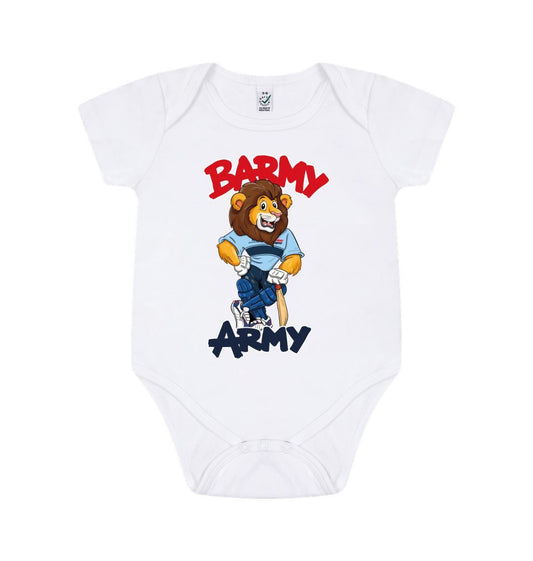 White Barmy Army Mascot Baby Grow
