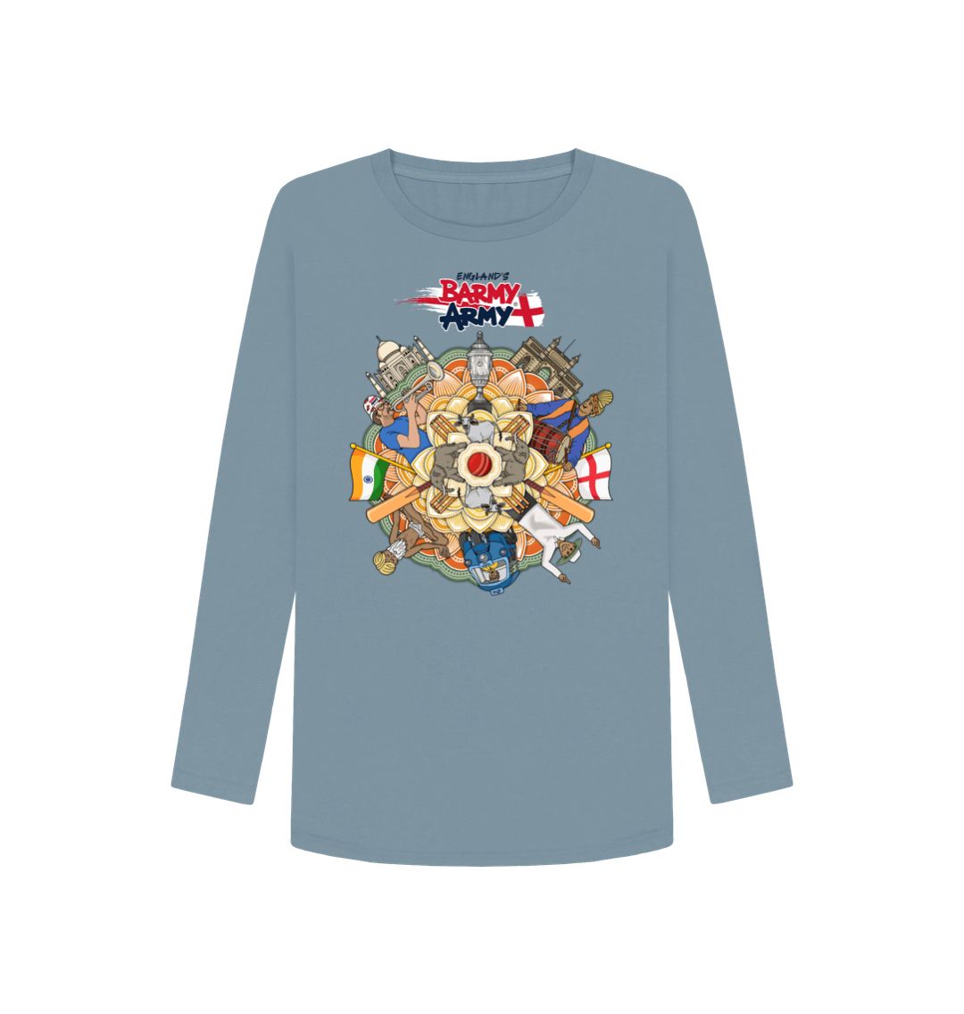 Stone Blue Barmy Army India Tour Long Sleeve Tee - Ladies