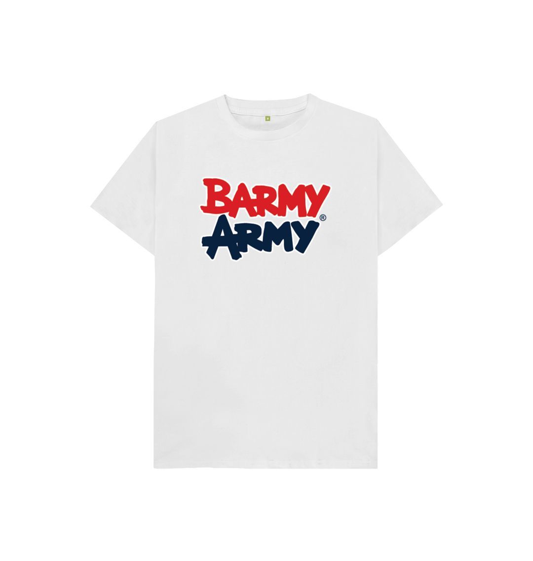 White Barmy Army Large Print Kids Tee