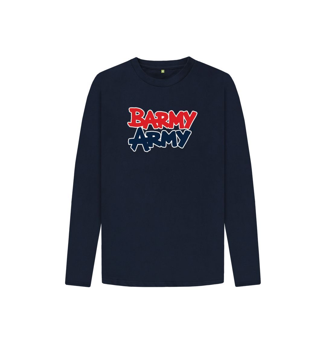Navy Blue Barmy Army Large Print Kids Long Sleeve Tee